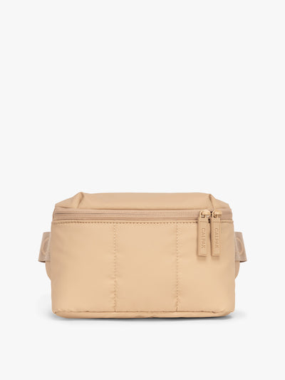 CALPAK Luka Mini Belt Bag in beige Latte on white background; BBM2201-LATTE view 1