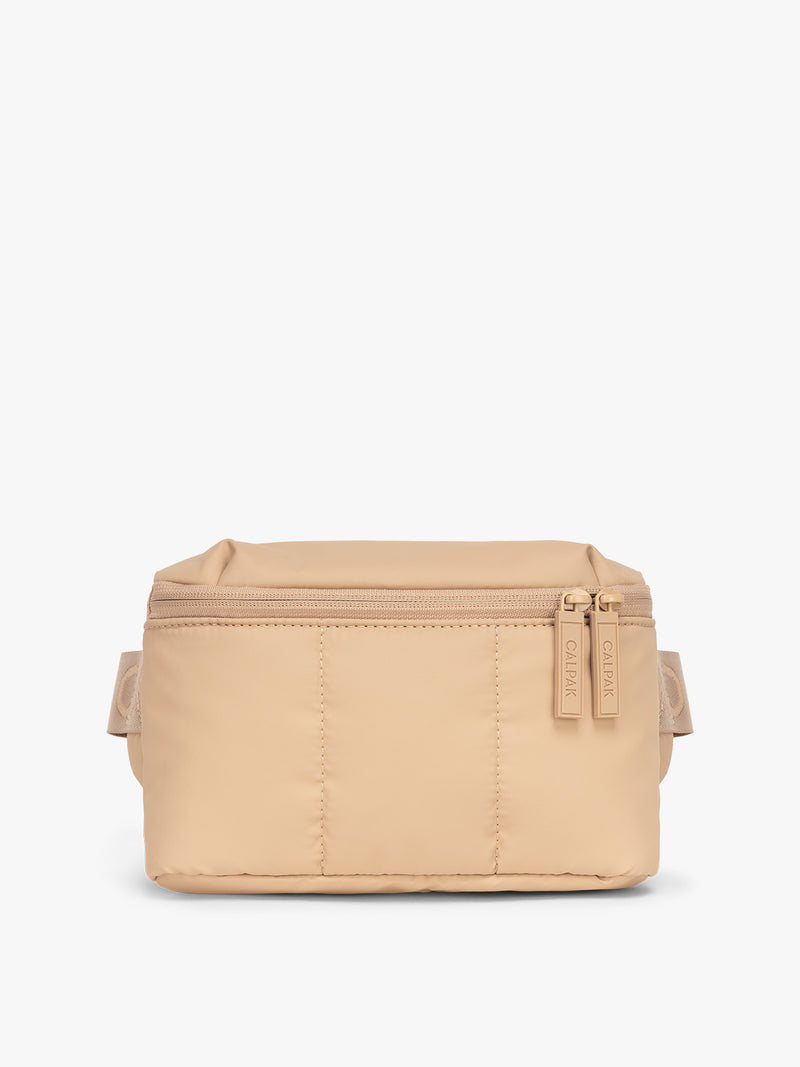 CALPAK Luka Mini Belt Bag in beige Latte on white background