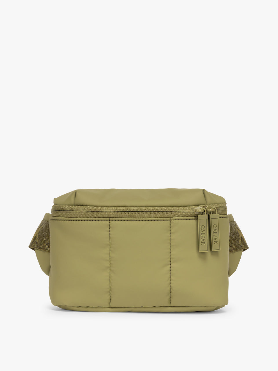CALPAK Luka Mini Belt Bag in dark green Pistachio on white background; BBM2201-PISTACHIO
