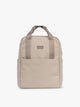 CALPAK Connect Laptop Backpack in grey beige Greige front view with a white background; BCN2401-GREIGE