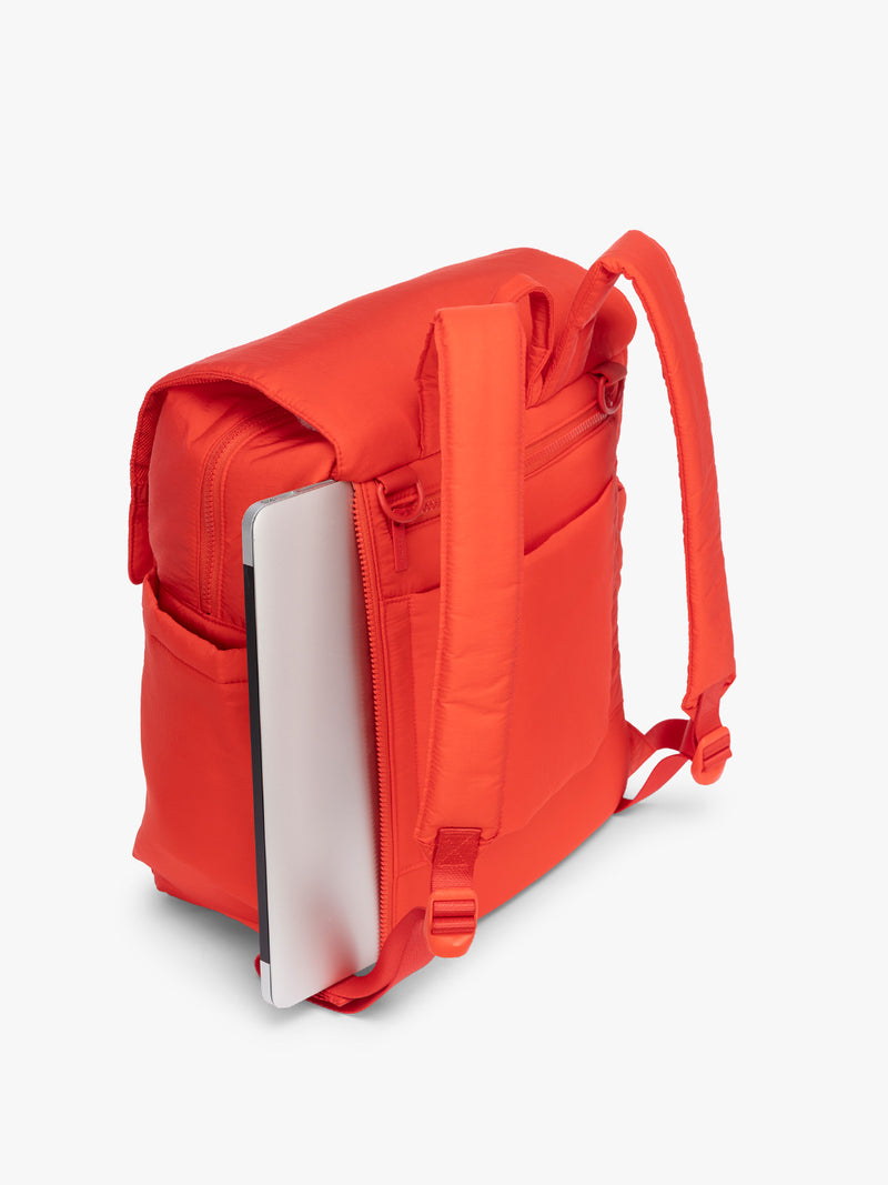 Laptop sleeve of CALPAK Diaper Backpack in red Tomato