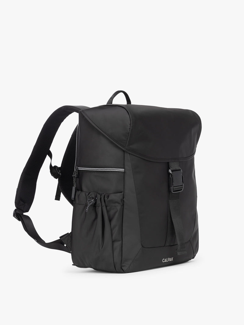 CALPAK Fit Gym Backpack in Black side view with white background
