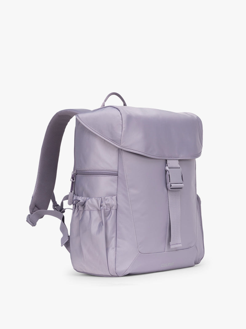 CALPAK Fit Gym Backpack in light purple Iris side view with white background