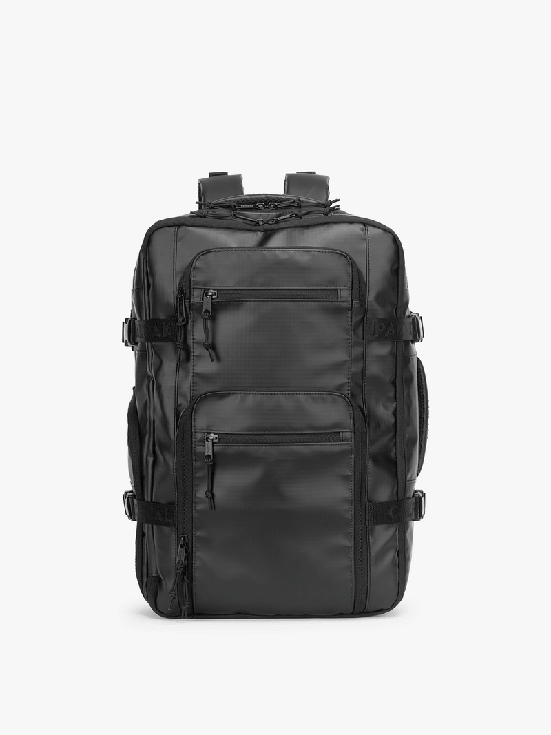 CALPAK Terra 26L Laptop Duffel Backpack in black Matte Obsidian full 360 view
