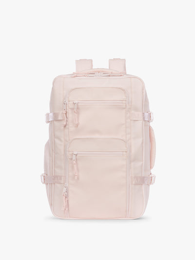 CALPAK Terra 26L Laptop Duffel Backpack with multiple pockets in light pink Shell Pink on a white background; BPH2201-SHELL-PINK view 1