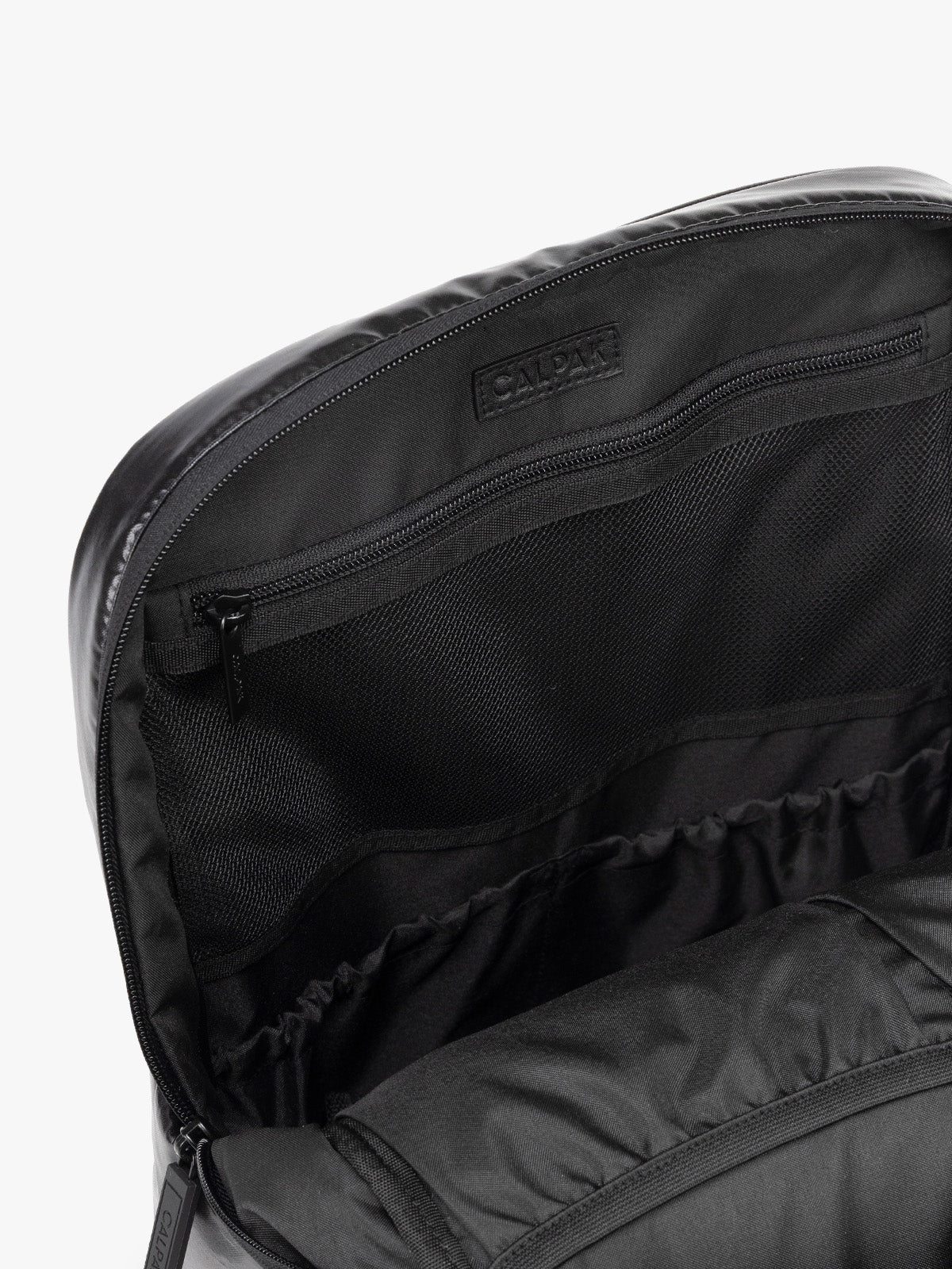 Inside of CALPAK Luka Backpack in Glazed Black; BPL2001-GLAZED-BLACK