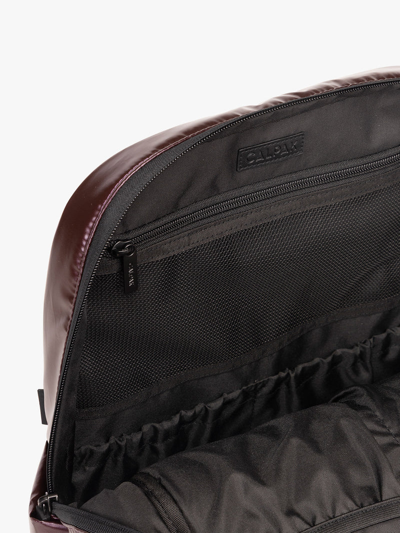 Interior of CALPAK Luka Backpack in maroon Dark Cherry