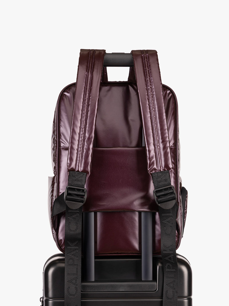 Trolley sleeve CALPAK Luka Backpack in maroon Dark Cherry