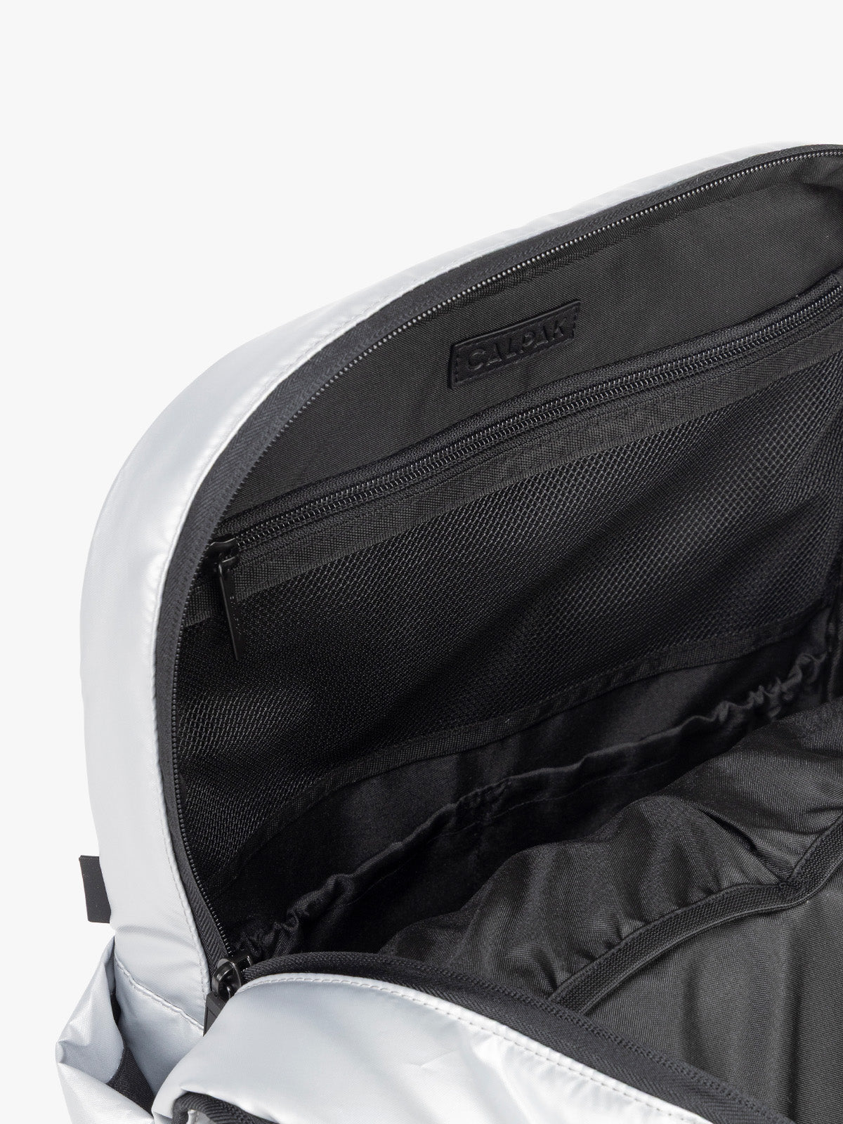 Interior of CALPAK Luka Backpack in Silver; BPL2001-SILVER