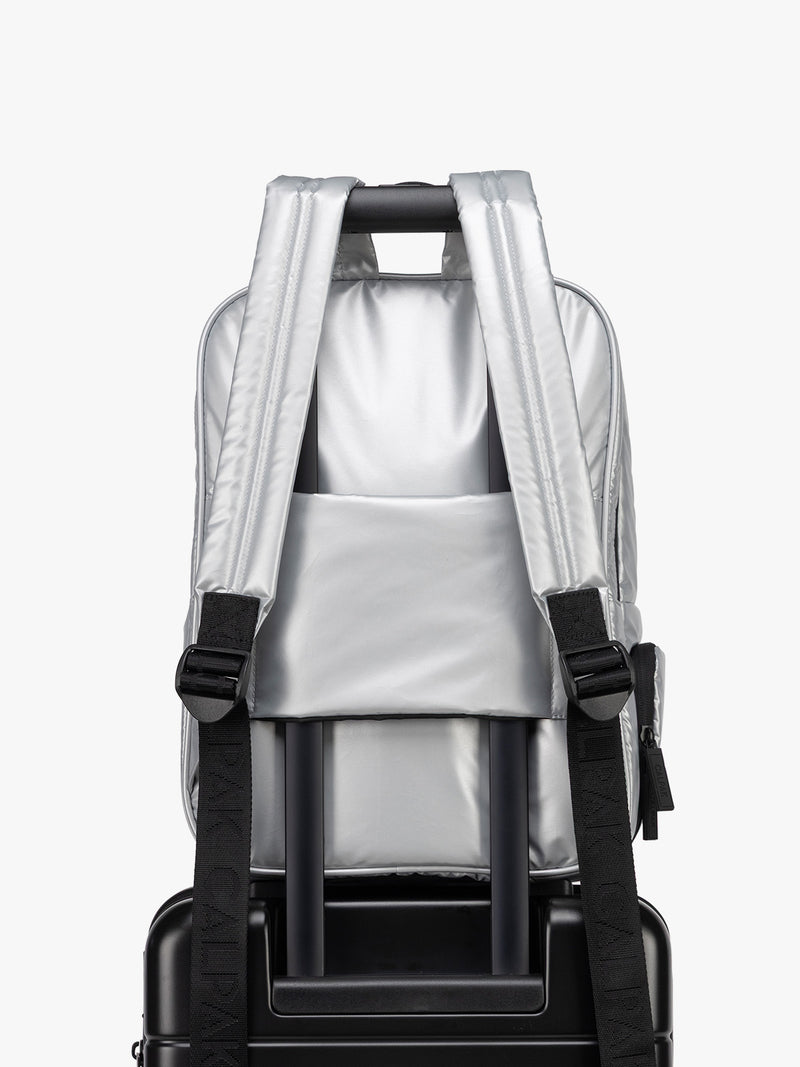 Trolley sleeve of CALPAK Luka Backpack in Silver