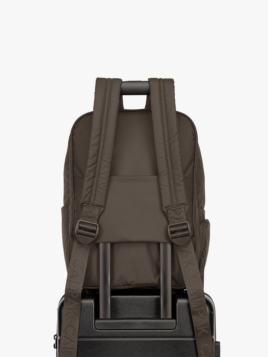 Trolley sleeve CALPAK Luka 15" Backpack in brown Mushroom; BPL2001-MUSHROOM