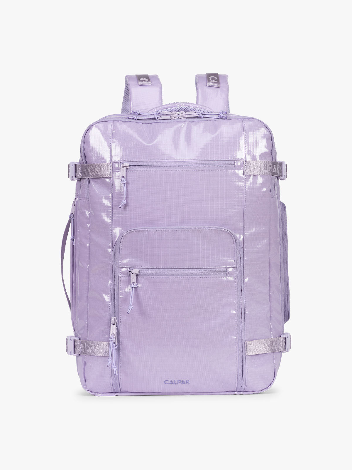 CALPAK Terra 35L Laptop Backpack Duffel in lavender Amethyst on a white background; BPTL2601-AMETHYST