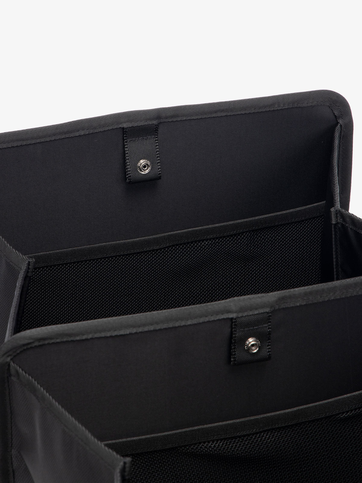 interior of black CALPAK car organizer for trunk; ACO2001-BLACK