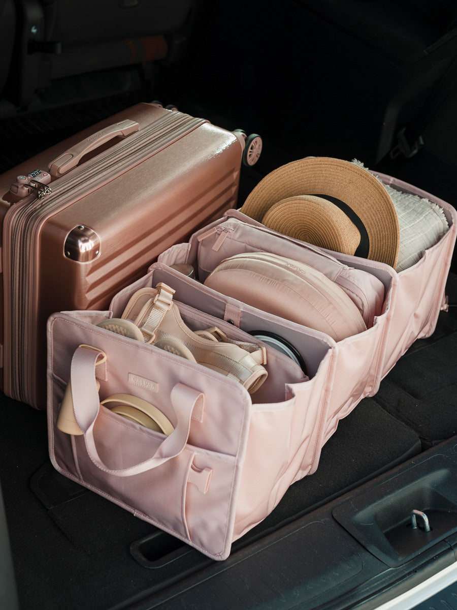 CALPAK pink car trunk organizer with 3 compartments; ACO2001-PINK-SAND