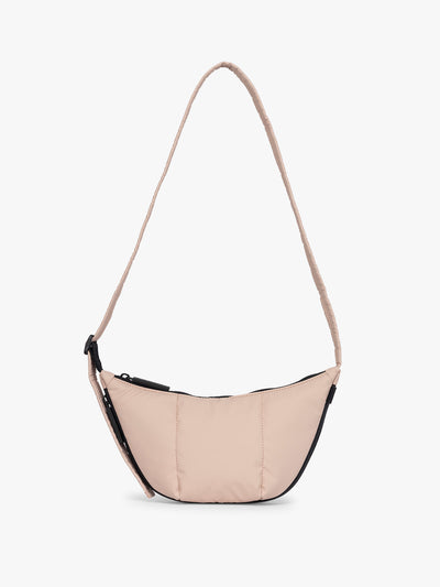 CALPAK Luka Crescent Bag in light pink Rose Quartz; CBL2601-ROSE-QUARTZ view 1