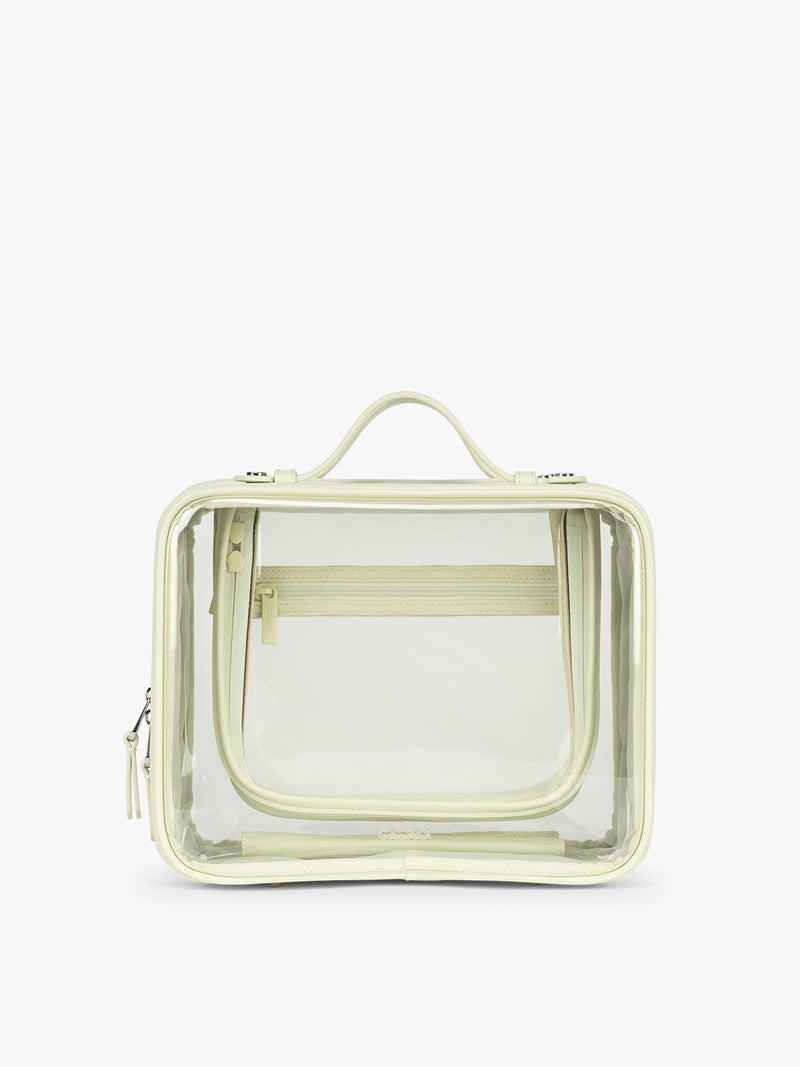 CALPAK Large Clear Cosmetic Case in light green Celadon