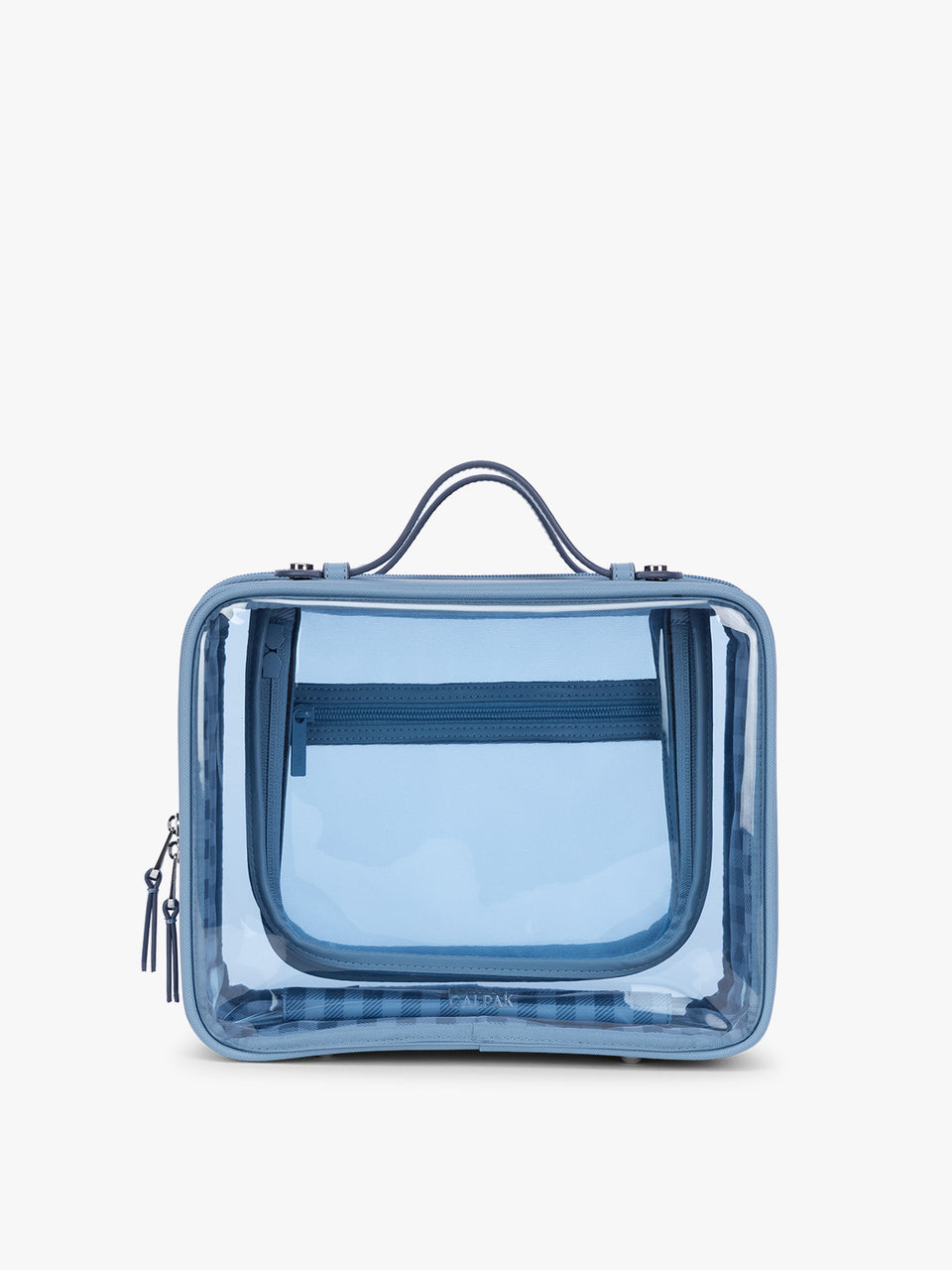 CALPAK Clear Cosmetic Case in light blue French Blue; CCC2001-FRENCH-BLUE