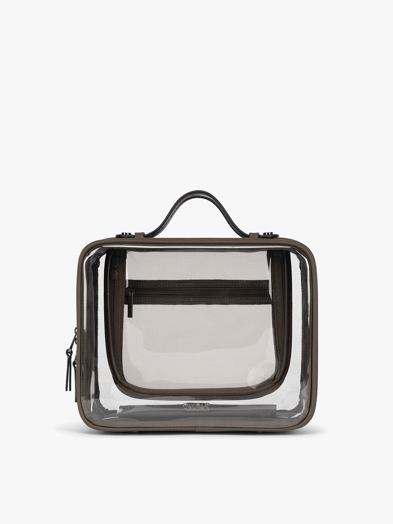 CALPAK Large Clear Cosmetic Case in brown Mushroom