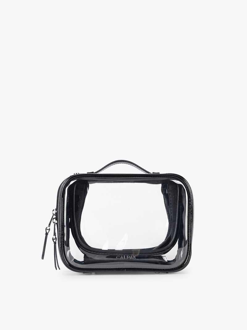 CALPAK Small Clear Cosmetic case in Glazed Black