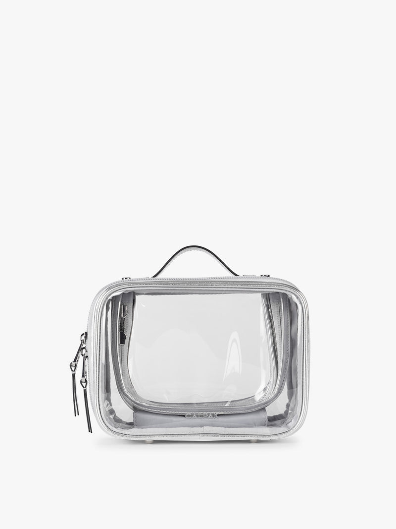 CALPAK Small Clear Cosmetic case in Silver