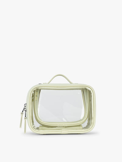 CALPAK Small Clear Cosmetic Case in light green Celadon; CCM2001-CELADON view 1