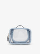 CALPAK small clear makeup bag with zippered compartments in sky; CCM2001-SKY