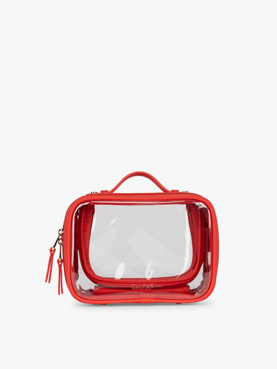 CALPAK Small  Clear Cosmetic Case in red Tomato;  CCM2001-TOMATO view 1