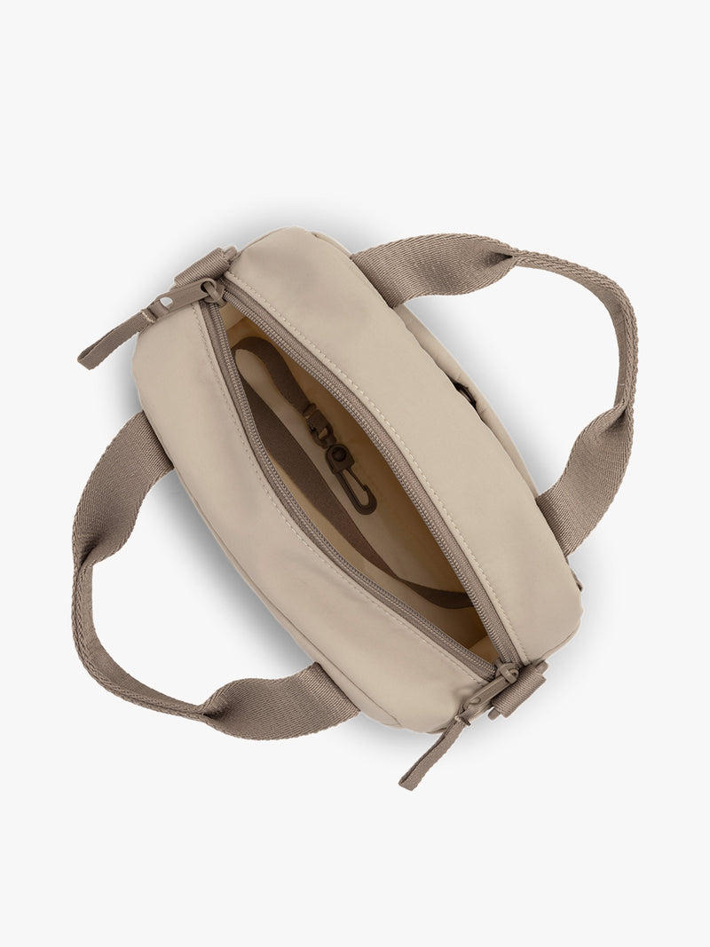 CALPAK Connect Crossbody Bag with adjustable strap in beige color Greige