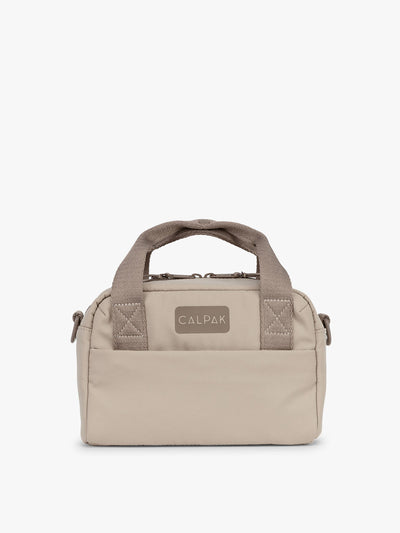CALPAK Connect Crossbody Bag in beige Greige with a visible brand logo on a white background; CCN2501-GREIGE view 1
