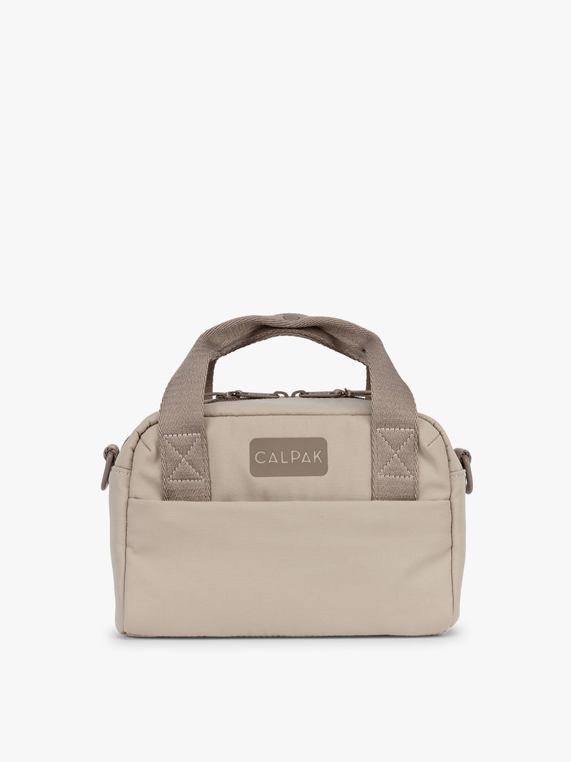 CALPAK Connect Crossbody Bag in beige Greige with a visible brand logo on a white background