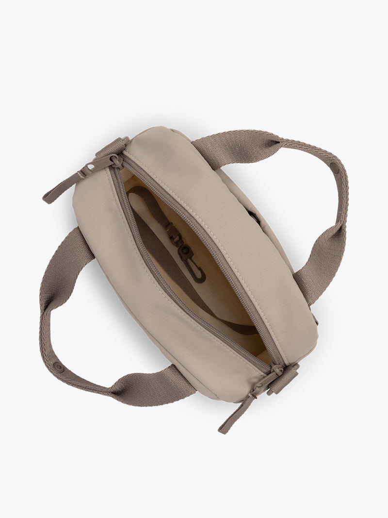 CALPAK Connect Crossbody Bag with adjustable strap in beige color Greige