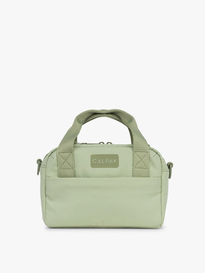 CALPAK Connect Crossbody Bag in light green Meadow with a visible brand logo on a white background; CCN2501-MEADOW view 1