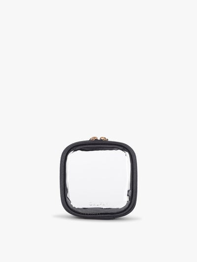 CALPAK Tiny Clear Cosmetic Case in Black front view; CCT2501-BLACK