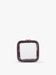 CALPAK Tiny Clear Cosmetics Case that is a transparent pouch with a deep red Dark Cherry in crocodile-embossed; CCT2501-DARK-CHERRY-FAUX-CROC