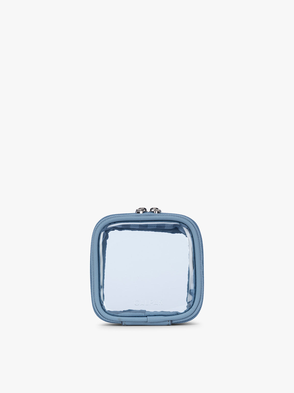 CALPAK Clear Cosmetic Case in light blue Metallic Indigo ; CCT2501-FRENCH-BLUE