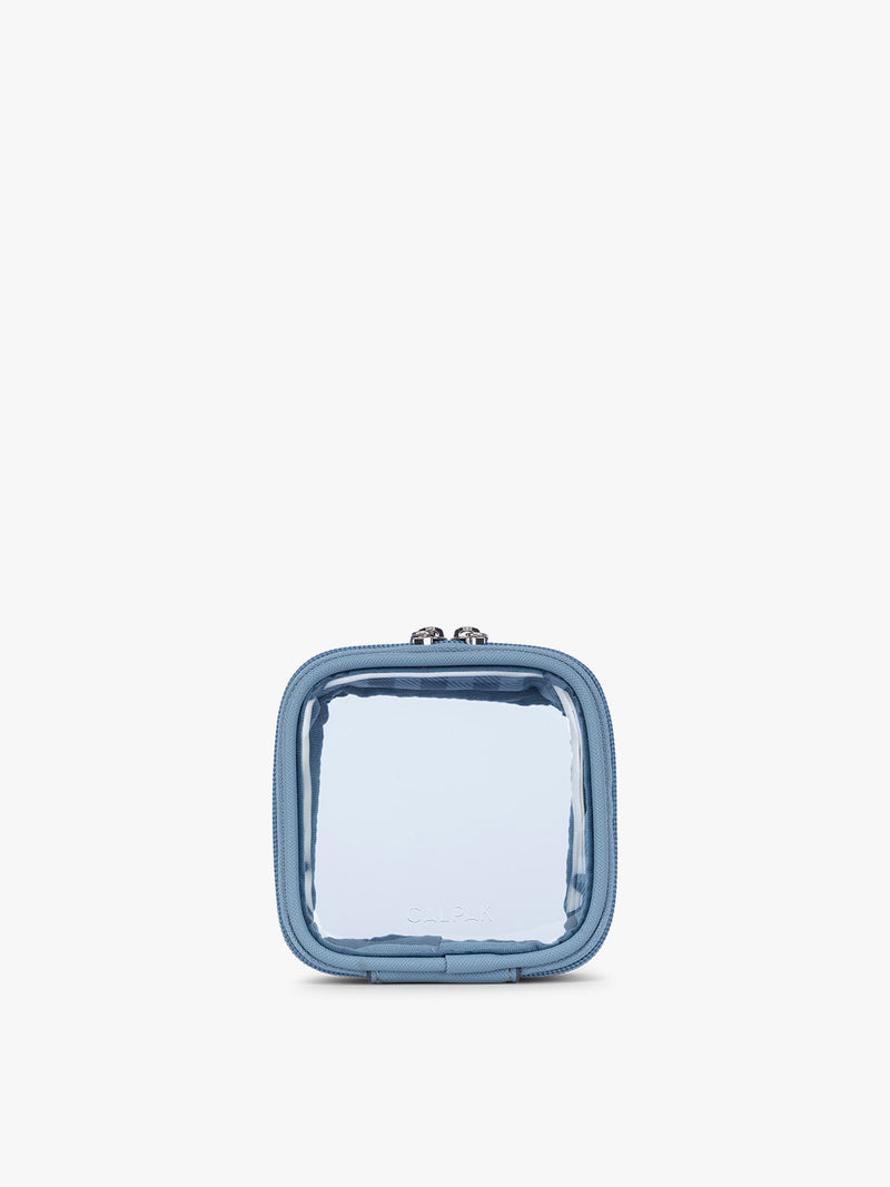 CALPAK Clear Cosmetic Case in light blue Metallic Indigo
