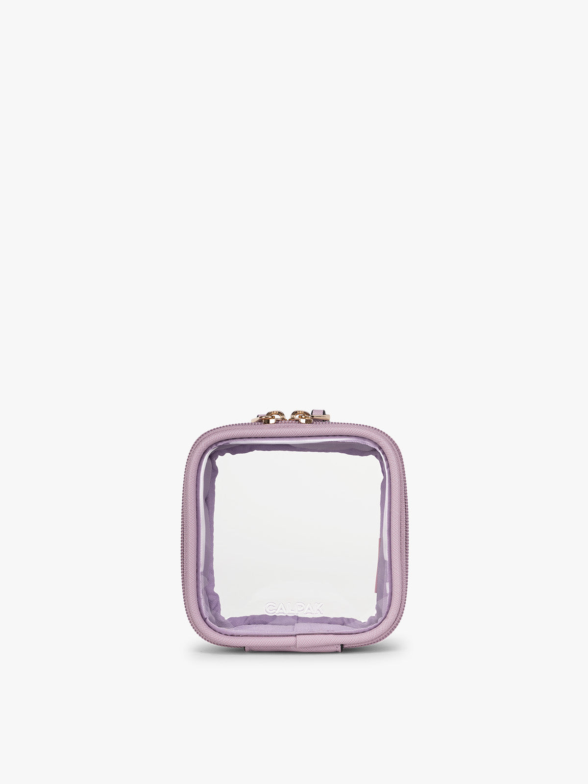CALPAK Tiny Clear Cosmetics Case in purple Lavender on a white background; CCT2501-LAVENDER