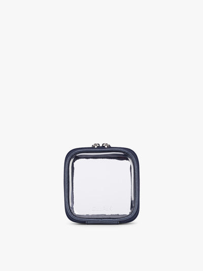 CALPAK Clear Cosmetic Case in dark blue Metallic Indigo ; CCT2501-METALLIC-INDIGO view 1