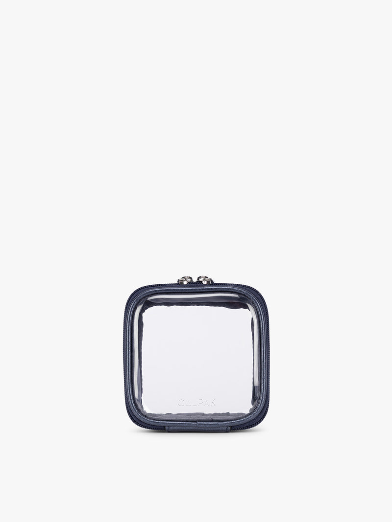 CALPAK Clear Cosmetic Case in dark blue Metallic Indigo