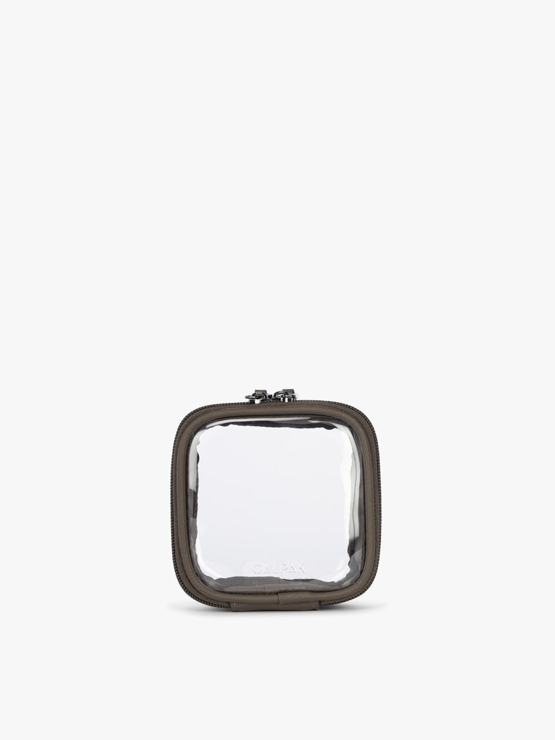 CALPAK Tiny Clear Cosmetic Case in brown Mushroom