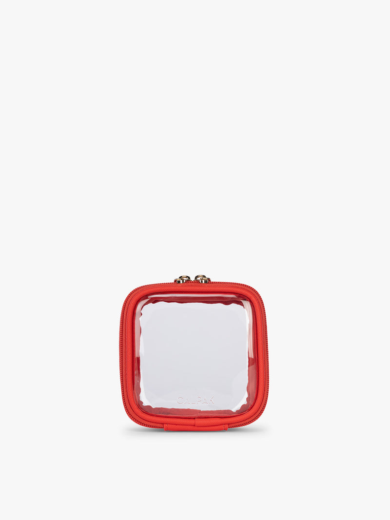 CALPAK Tiny Clear Cosmetic Case in red Tomato