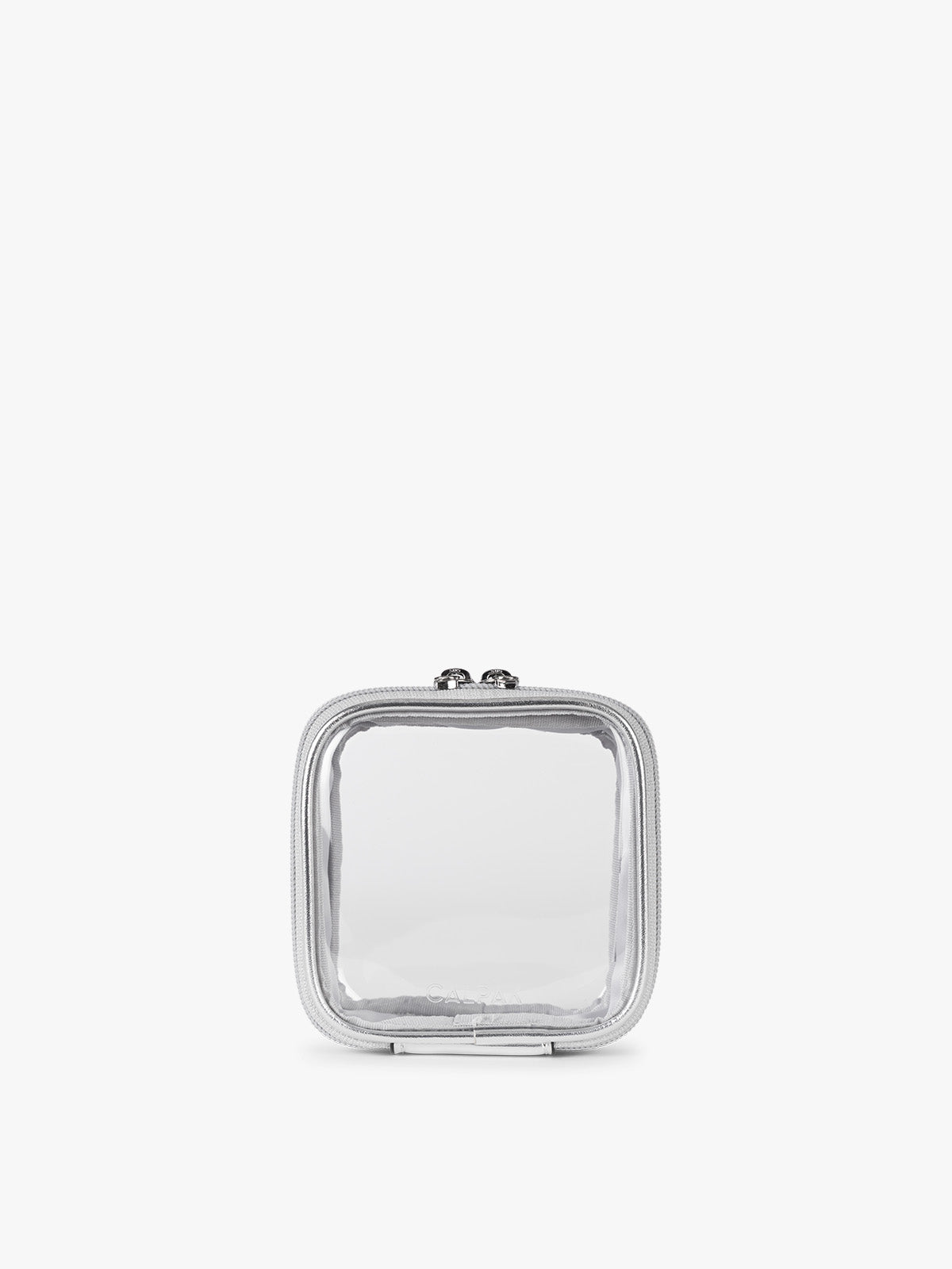CALPAK Tiny Clear Cosmetics Case in Silver; CCT2501-SILVER