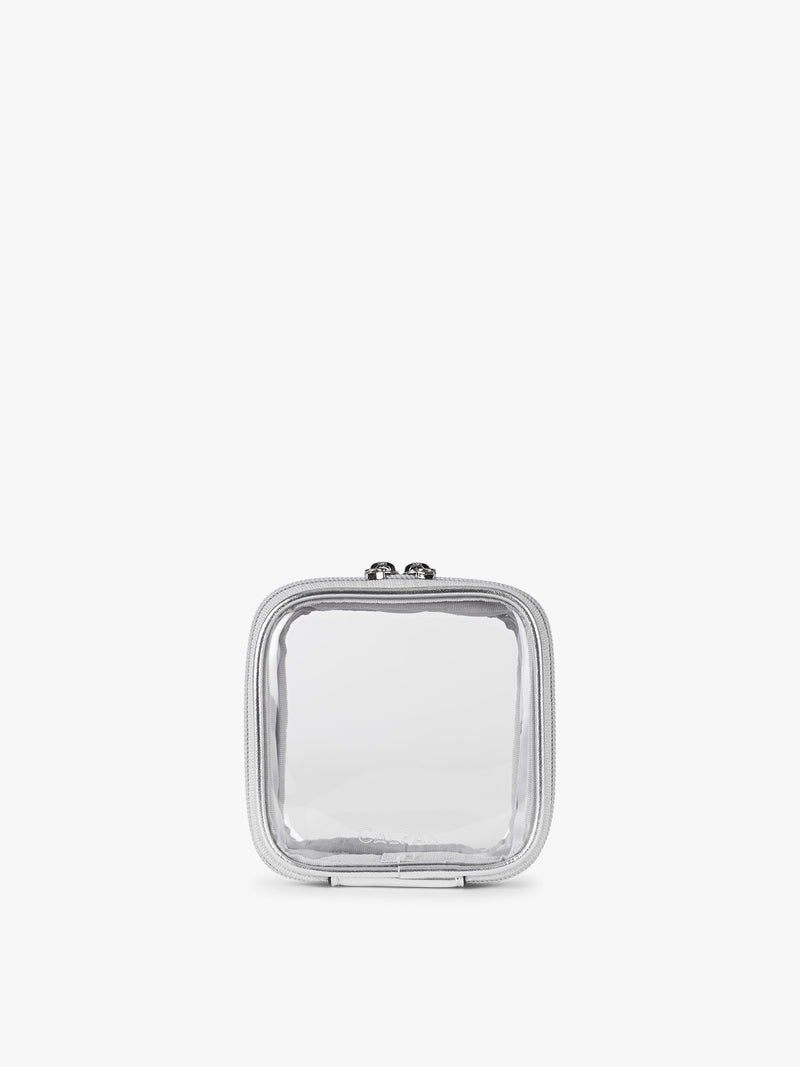 CALPAK Tiny Clear Cosmetics Case in Silver