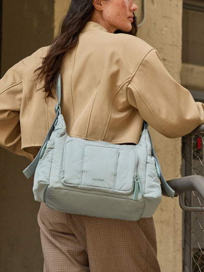 CALPAK Crossbody Diaper Bag in light blue Bluebell; CDB2501-BLUEBELL view 2