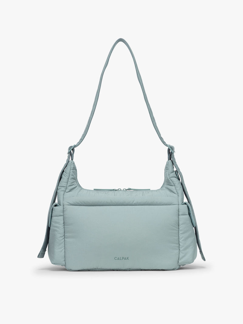 CALPAK Crossbody Diaper Bag in light blue Bluebell back view