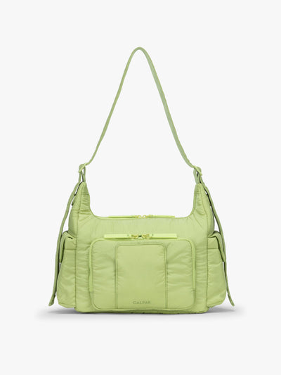CALPAK Crossbody Diaper Bag in brown light green Lime; CDB2501-LIME view 1