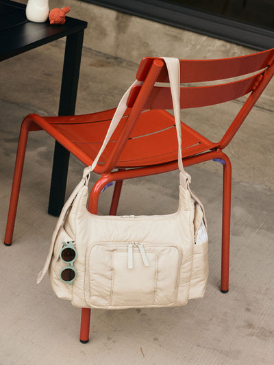 CALPAK Crossbody Diaper Bag in off-white Oatmeal; CDB2501-OATMEAL view 2