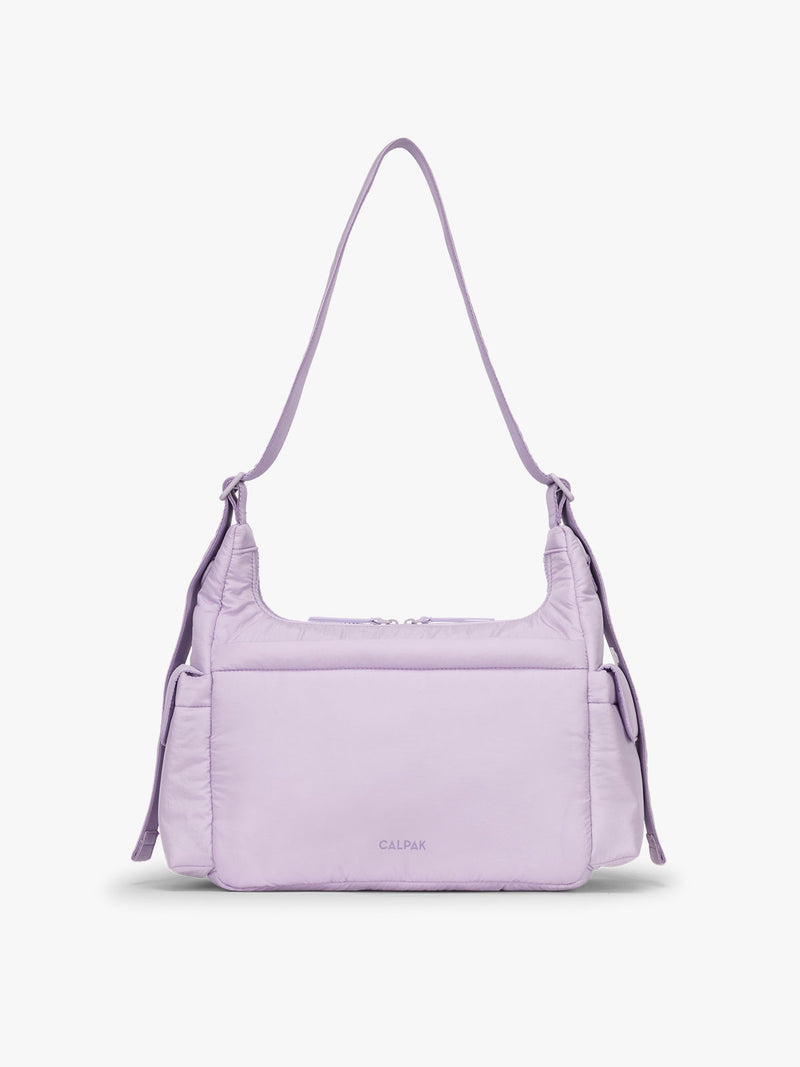 CALPAK Crossbody Diaper Bag in light purple Orchid back view