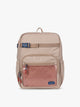 CALPAK Kids Large Backpack in brown and tan Khaki for ages 8-12 is built for your little one’s big days with dark brown and tan zippers and red mesh front pocket, multiple interior pockets, and padded comfort straps; CKBL2501-KHAKI