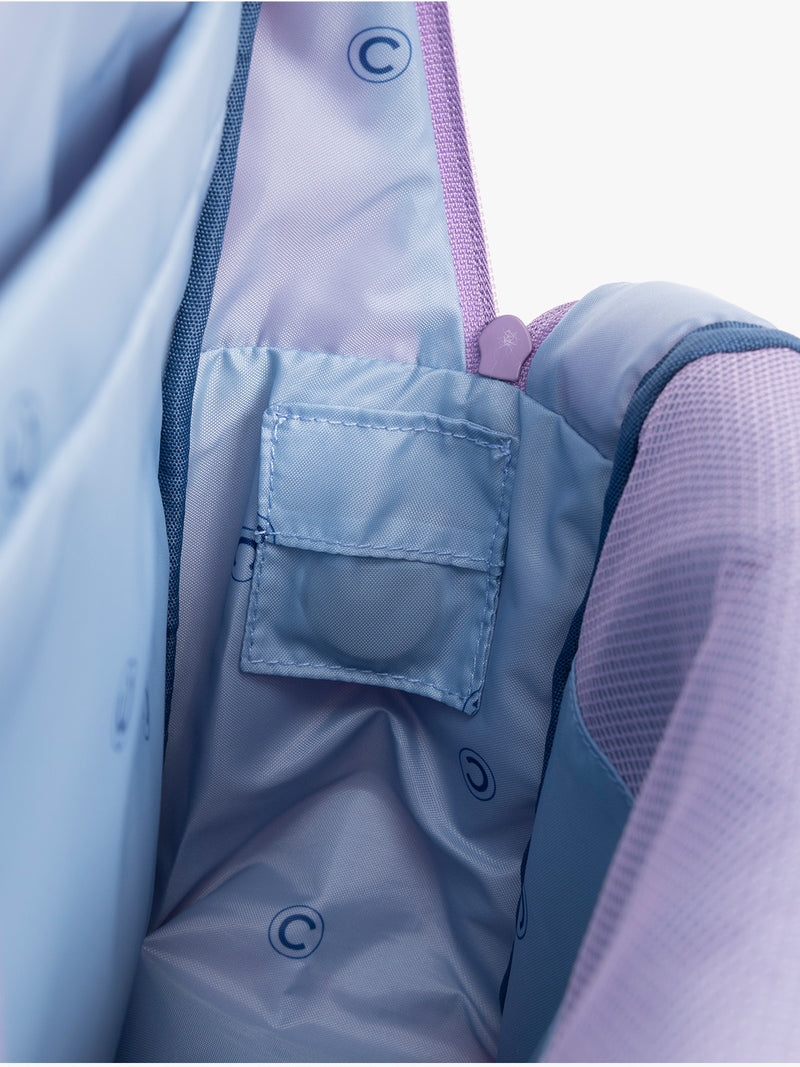 CALPAK Kids Large Backpack in pink lavender Orchid Pink for ages 8-12 with tracking device pocket